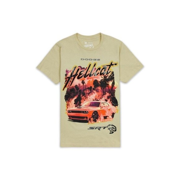 Reason Dodge Men’s SRT Hellcat Beige Cotton Tee T-Shirt (Gray Lettering) Size L - Picture 2 of 7